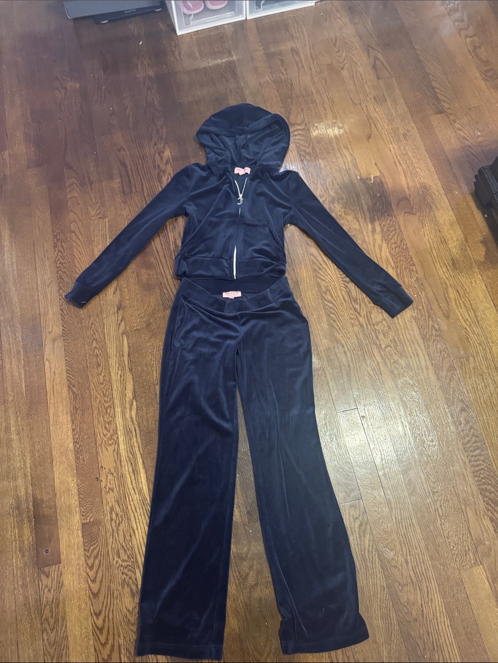 Juicy Couture Navy Velour Zip Hoodie & Wide-Leg Track Pants
